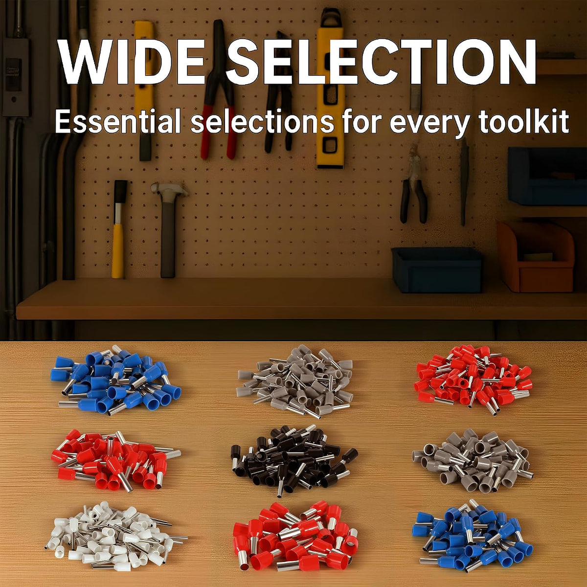 Ferrule Crimping Tool Kit,Ferrule Crimper AWG(22-8), 8 Sizes Wire Ferrule Kit AWG(22 20 18 16 14 12 10 8) Gauge Insulated Ferrule Connectors