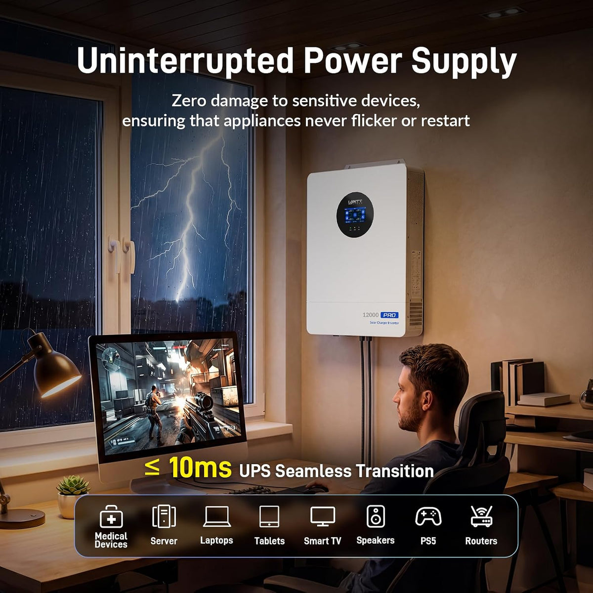 48V 12Kw Hybrid Inverter, 120/240V Split Phase Solar Charger