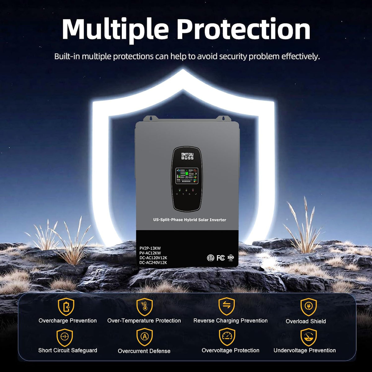 12000W Hybrid Solar Inverter with Wifi, 48V Split Phase