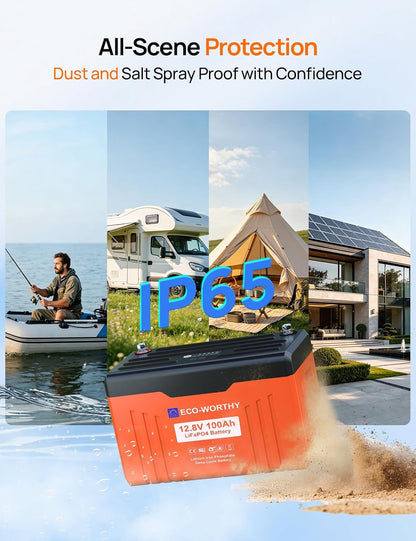 12V 100AH Lifepo4 Battery with SOC Display Flame-Retardant