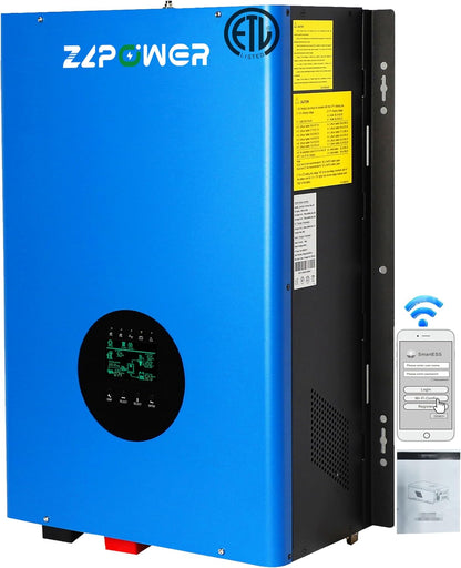 UL1741 48V Inverter 12KW Solar off Grid Inverters 110/220Vac Low Frequency DC 48V AC Input 240V AC Output 120V/240V Split Phase Pure Sine Wave Power with 2X80A MPPT Charger Controller 12000W