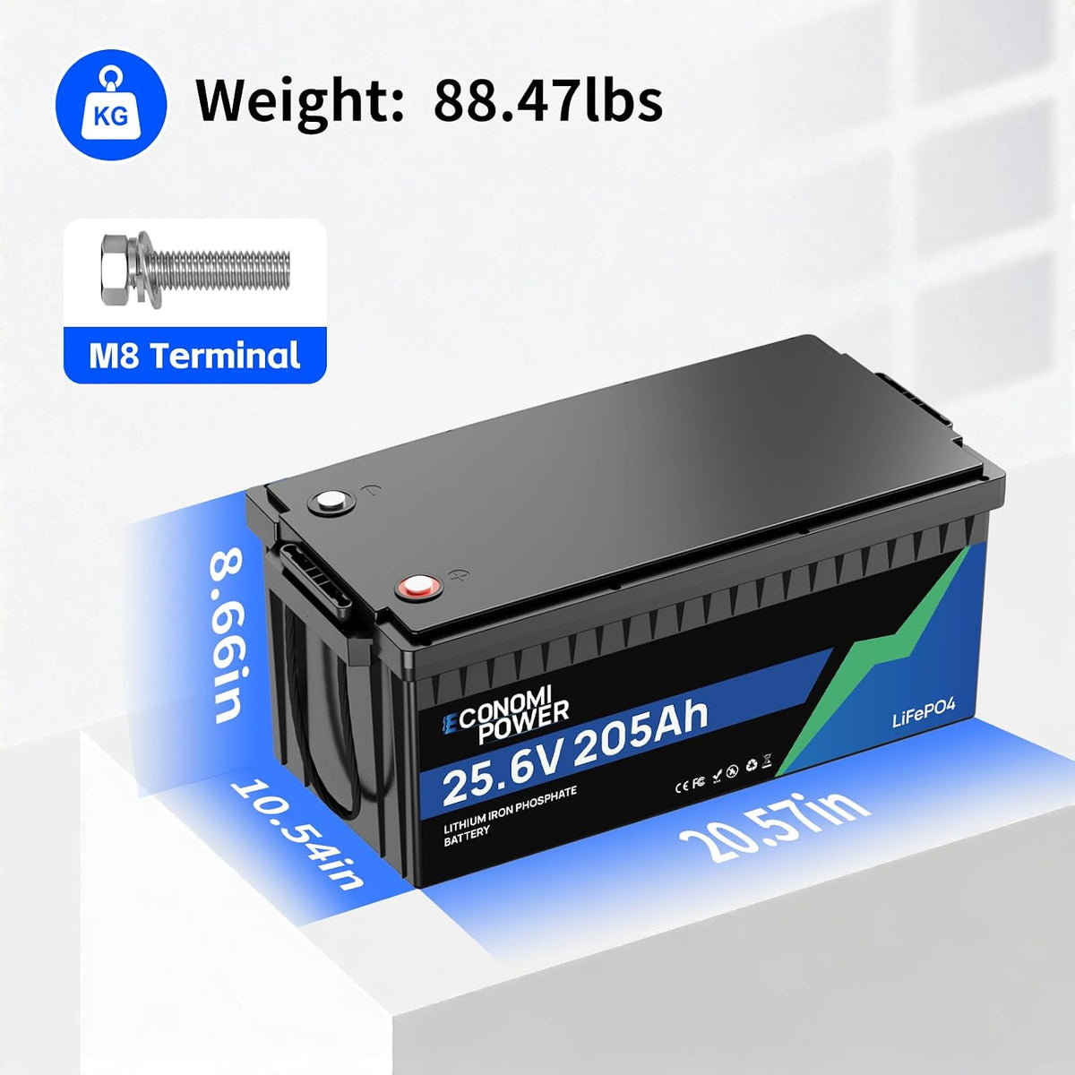 24V 200Ah(205Ah) Lifepo4 Lithium Battery, Built-In 200A BMS Bluetooth Monitoring, 5000 Deep Cycles, 5248Wh Lithium Battery for Solar, RV, Marine, Trolling Motor, Off-Grid