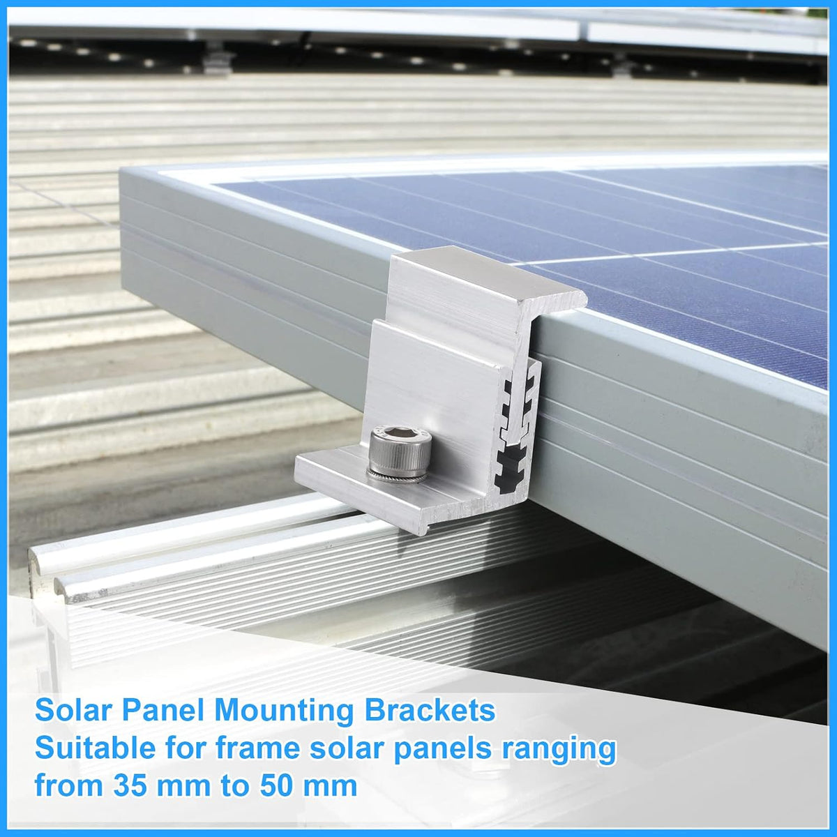 10 Solar Panel End Clamp Mounting Z Bracket Mid Clamps Aluminum Rail End Clamps Clips Adjustable Panels Grounding Gutter Kit for Pv Mounting System Install Hardware Fasteners Accessory