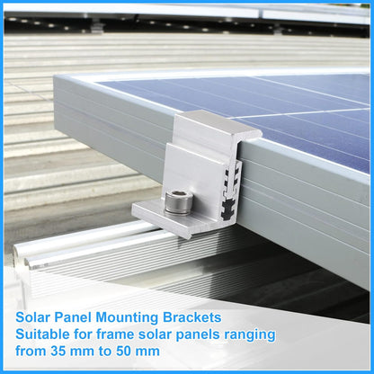10 Solar Panel End Clamp Mounting Z Bracket Mid Clamps Aluminum Rail End Clamps Clips Adjustable Panels Grounding Gutter Kit for Pv Mounting System Install Hardware Fasteners Accessory