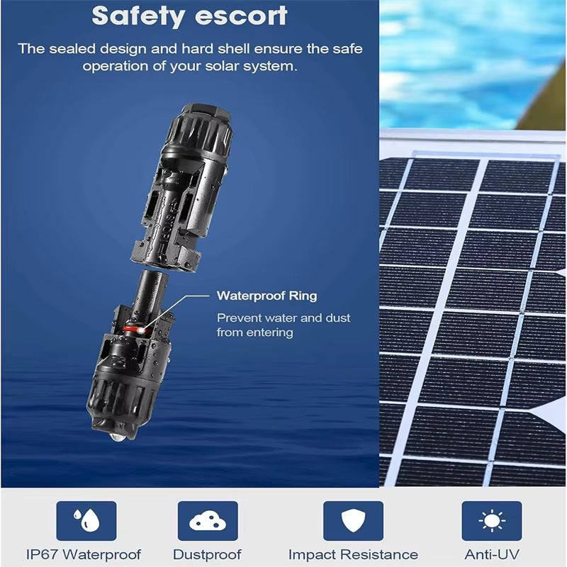 10 Pairs Solar Connector MC4 1000V Solar Plug 30A for PV Cable Connection UV Resistant IP67 Male Female Connector