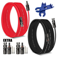 Solar Extension Cable 30 Ft 10AWG (6Mm²) Solar Power Cable Wire Male Female Connectors Gauge 30' 30A Wire for Roof PV Wire Solar Panel Cables 10 Gauge Wire