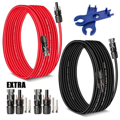 Solar Extension Cable 30 Ft 10AWG (6Mm²) Solar Power Cable Wire Male Female Connectors Gauge 30' 30A Wire for Roof PV Wire Solar Panel Cables 10 Gauge Wire