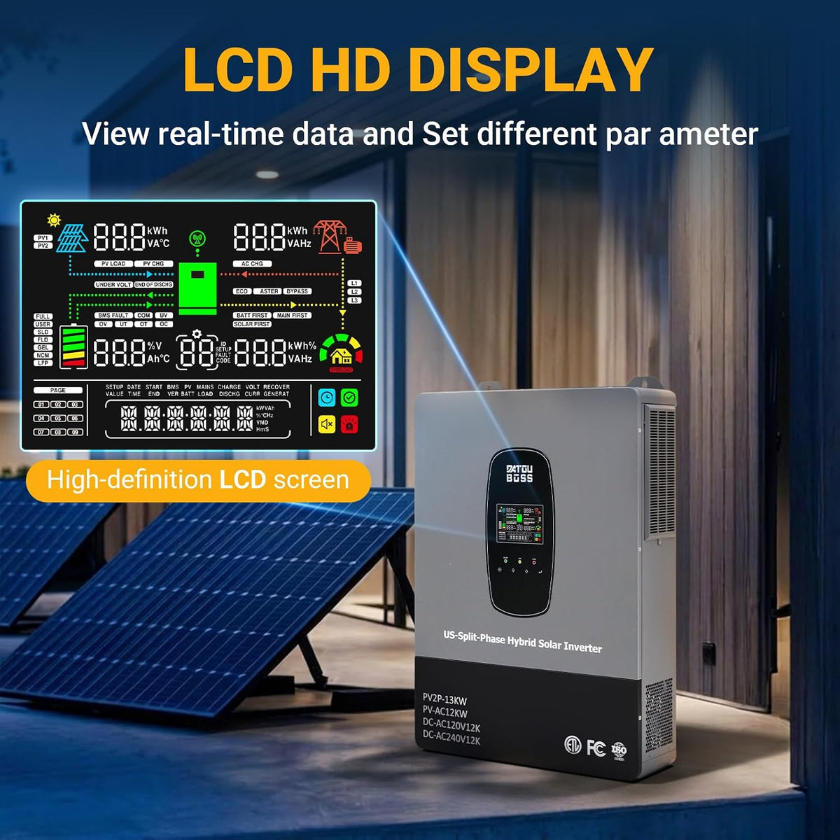 12000W Hybrid Solar Inverter with Wifi, 48V Split Phase