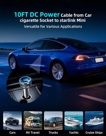 Starlink Mini Car Adapter, 10FT Starlink Mini Power Cable, 12V-24V