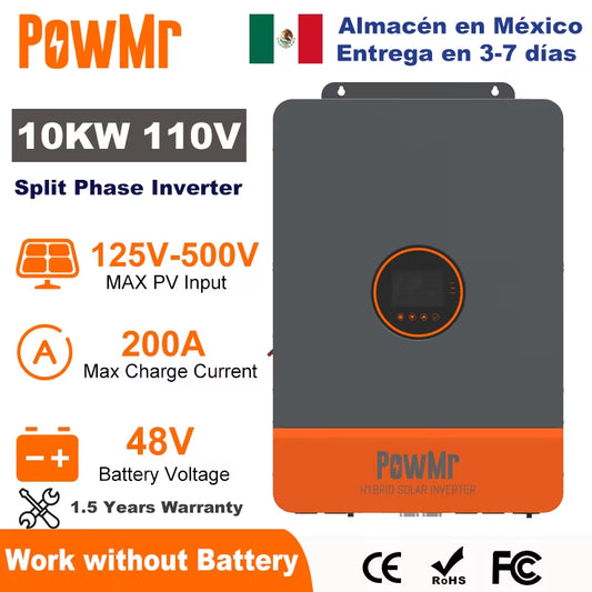 10KW Split Phase Inverter 48V 110V 220V Hybrid Solar Inverter Dual MPPT Dual Output off Grid with MPPT 200A Solar Charger