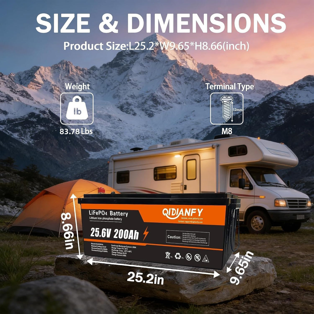24V 200Ah Lifepo4 Battery 5.12Kwh, 200A BMS, 15000+ Cycles