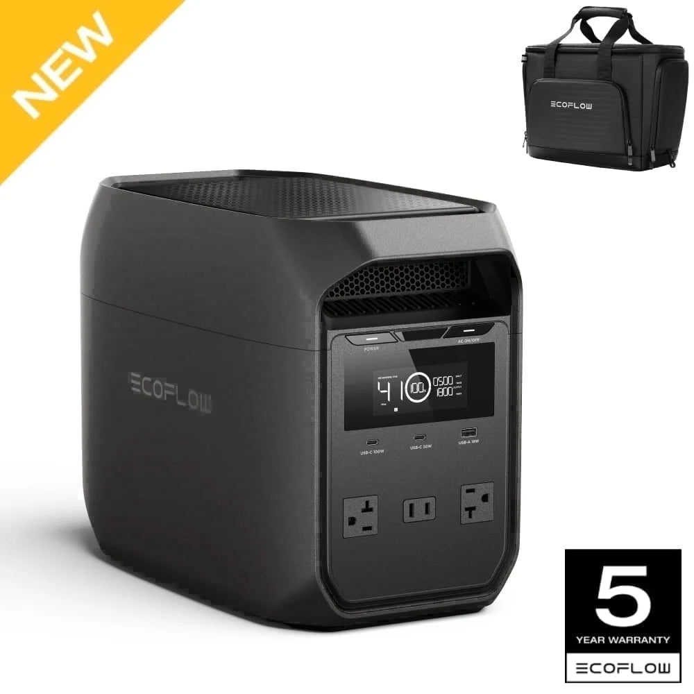 DELTA 3 Classical 1000Wh Portable Power Station with Bag,Lifepo4 (LFP) Battery Solar Generator,1800W AC Output for Outdoor Camping,Home Backup,Emergency,Rv
