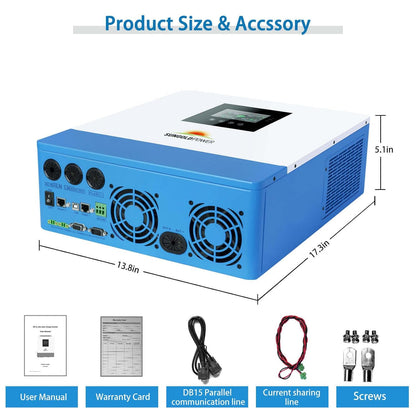 UL1741 5000W DC 48V Pure Sine Wave Solar Inverter,120Vac Output,100A MPPT Solar Charger and 40A AC Battery Charger,All in One Solar Inverter for Back Up,Off Grid System (Support Parallel)