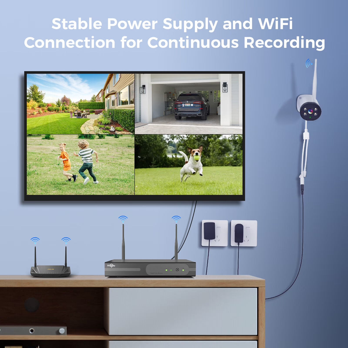 3MP Wireless Wi-Fi Security Camera System without Hard Drive, Color Night Vision, Motion Detection,2- Way Audio,Ip66 Waterproof, for Indoor Outdoor
