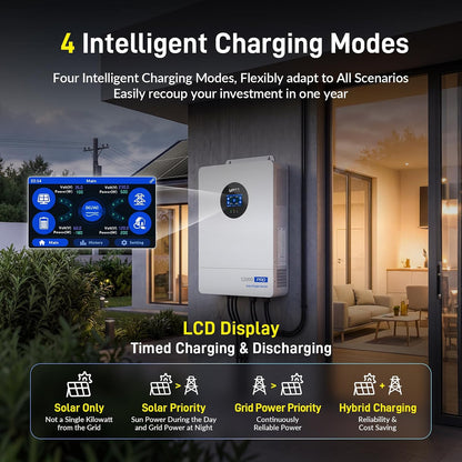 48V 12Kw Hybrid Inverter, 120/240V Split Phase Solar Charger