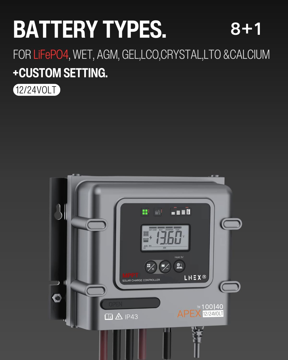 Controlador MPPT 40A 12V/24V | Carga solar