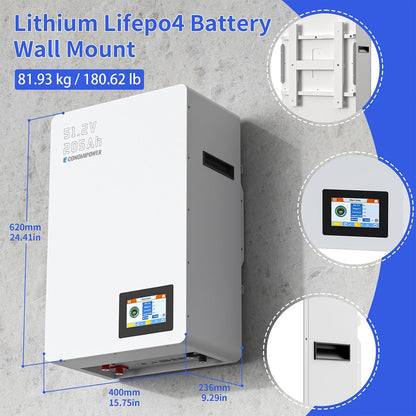 48V 200Ah(205Ah) Lifepo4 Battery Wall Mounted, 10.49Kwh Solar Storage 8000+ Cycles 48V Rechargeable Lithium Battery with 200A BMS for Photovoltaic System, Home Use, Emergency, RV
