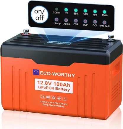 12V 100AH Lifepo4 Battery with SOC Display Flame-Retardant