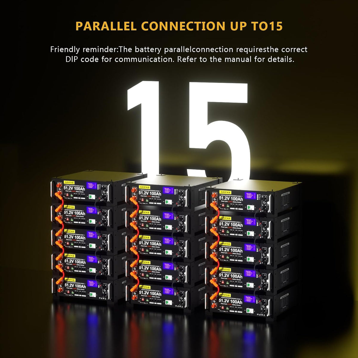 48V 100Ah(V2) Lithium Lifepo4 Solar Battery, Support Inverter Communication, Built-In 100A BMS with Bluetooth,Max. 5120W Power Output, 6000+ Cycles, Perfect for Off-Grid, Solar, Backup Power