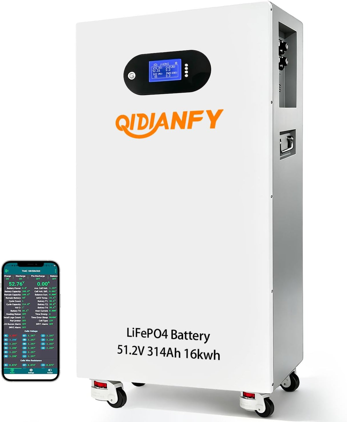 48V 314Ah Lifepo4 Battery, 16.1Kwh Energy with Breaker