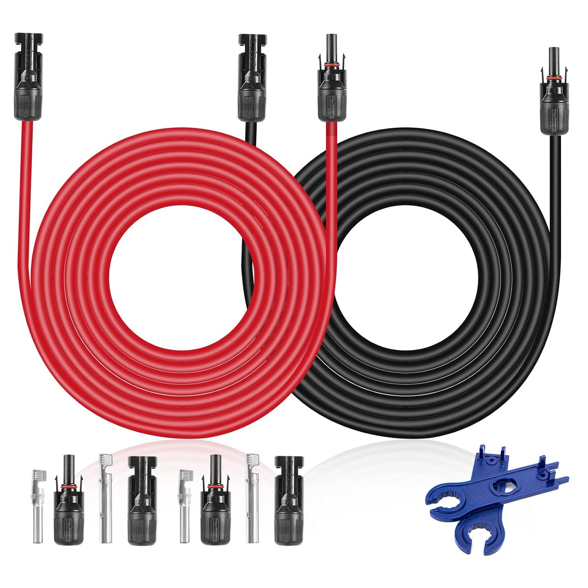 Solar Extension Cable 30 Ft 10AWG (6Mm²) Solar Power Cable Wire Male Female Connectors Gauge 30' 30A Wire for Roof PV Wire Solar Panel Cables 10 Gauge Wire