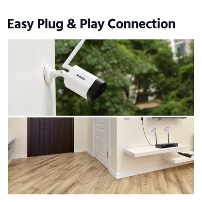 WS200 8 Channel 5MP Wireless NVR Security System with 8Pcs 3MP HD Wifi IP Cameras 100 Ft Night Vision H.264+ Smart Motion Alerts Audio Record AI Human Detection IP66 Waterproof without HDD
