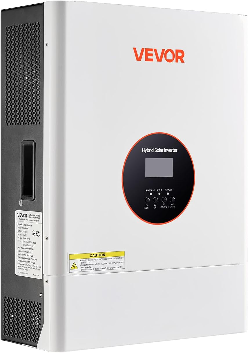 6400W 48V Hybrid Solar Inverter, 120V/240V Split Phase, Built-In 120A MPPT Solar Charge Controller, Low Frequency Pure Sine Wave Power Inverter, for Lead Acid Lithium Battery Off-Grid, NO Wifi
