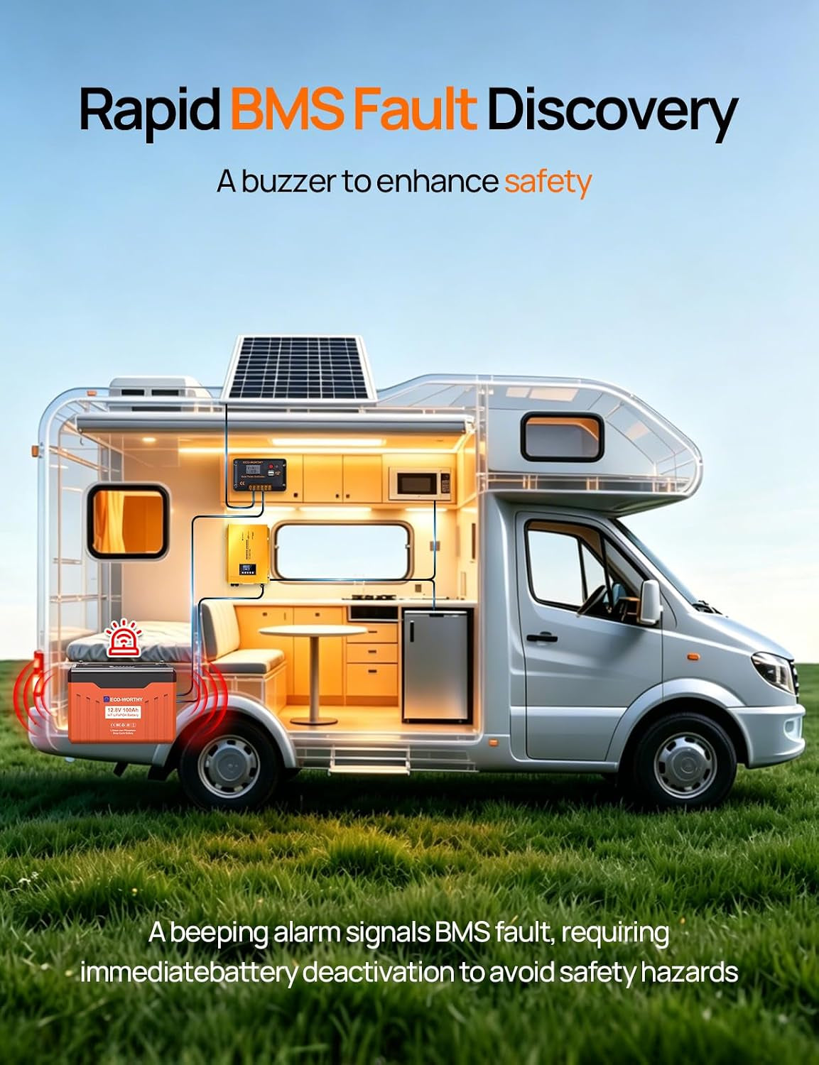 12V 100AH Lifepo4 Battery with SOC Display Flame-Retardant