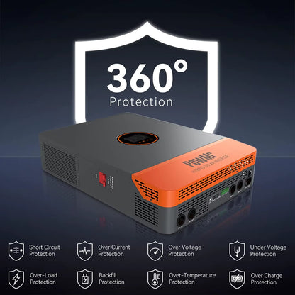 10KW Split Phase Inverter 48V 110V 220V Hybrid Solar Inverter Dual MPPT Dual Output off Grid with MPPT 200A Solar Charger