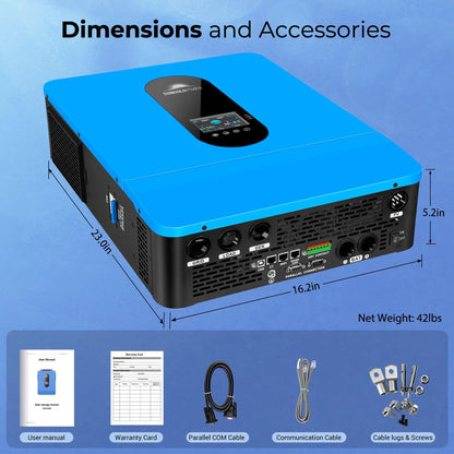 SUNGOLDPOWER UL1741 SPH6548P 6500W DC 48V Split Phase Solar Inverter,120V/240V AC Input/Output (Settable),Built-In 2 MPPT Solar Controllers,Max. 140A Battery Charging,Inverter Charger Support Parallel