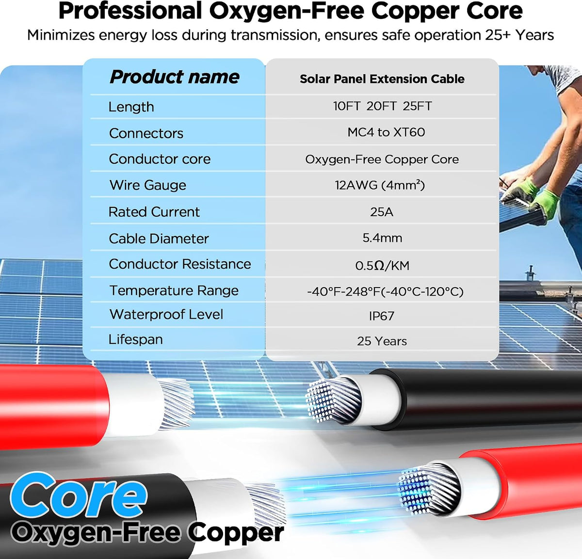 20FT Mc4 to Xt60 Connector Solar Charge Cable
