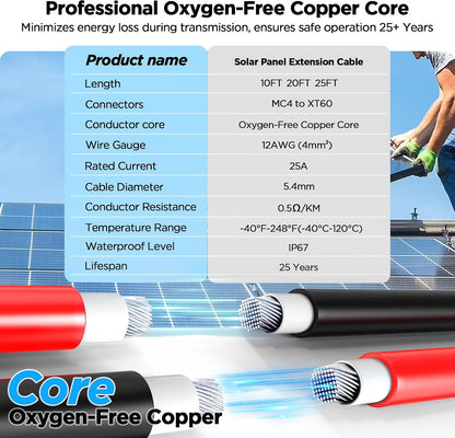 20FT Mc4 to Xt60 Connector Solar Charge Cable
