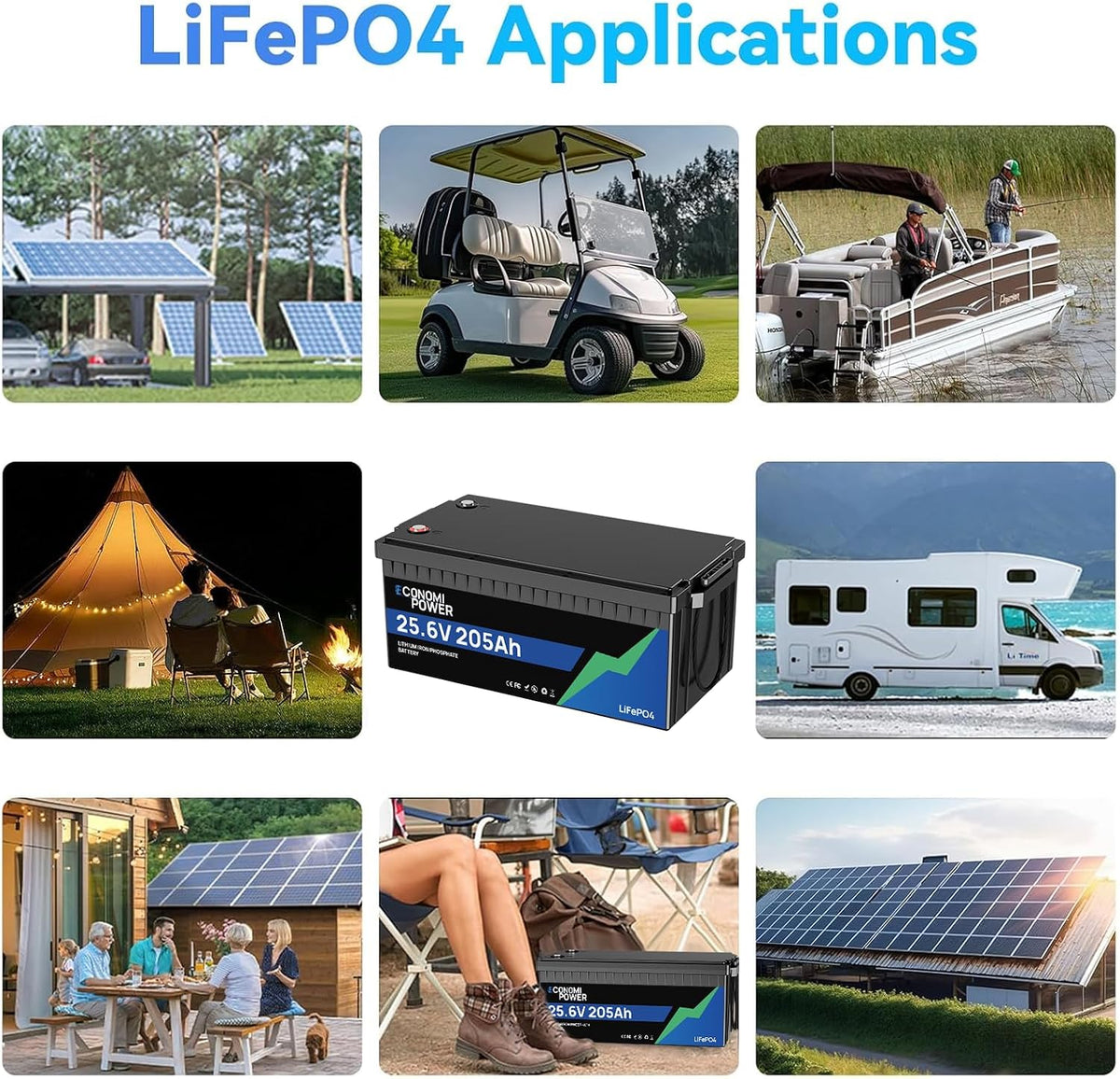 24V 200Ah(205Ah) Lifepo4 Lithium Battery, Built-In 200A BMS Bluetooth Monitoring, 5000 Deep Cycles, 5248Wh Lithium Battery for Solar, RV, Marine, Trolling Motor, Off-Grid