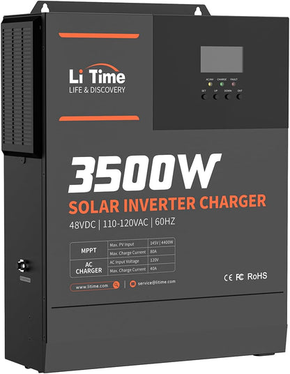 3500W Solar Inverter Charger, All-In-One 48V DC-120V AC, 80A MPPT
