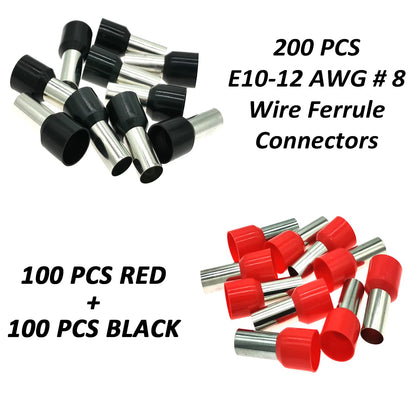200Pcs 8 AWG Insulated Wire Ferrules Copper Cord End Terminals