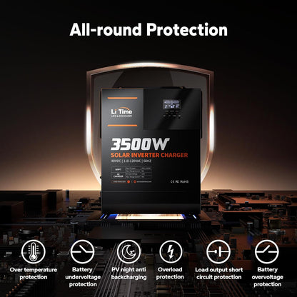 3500W Solar Inverter Charger, All-In-One 48V DC-120V AC, 80A MPPT