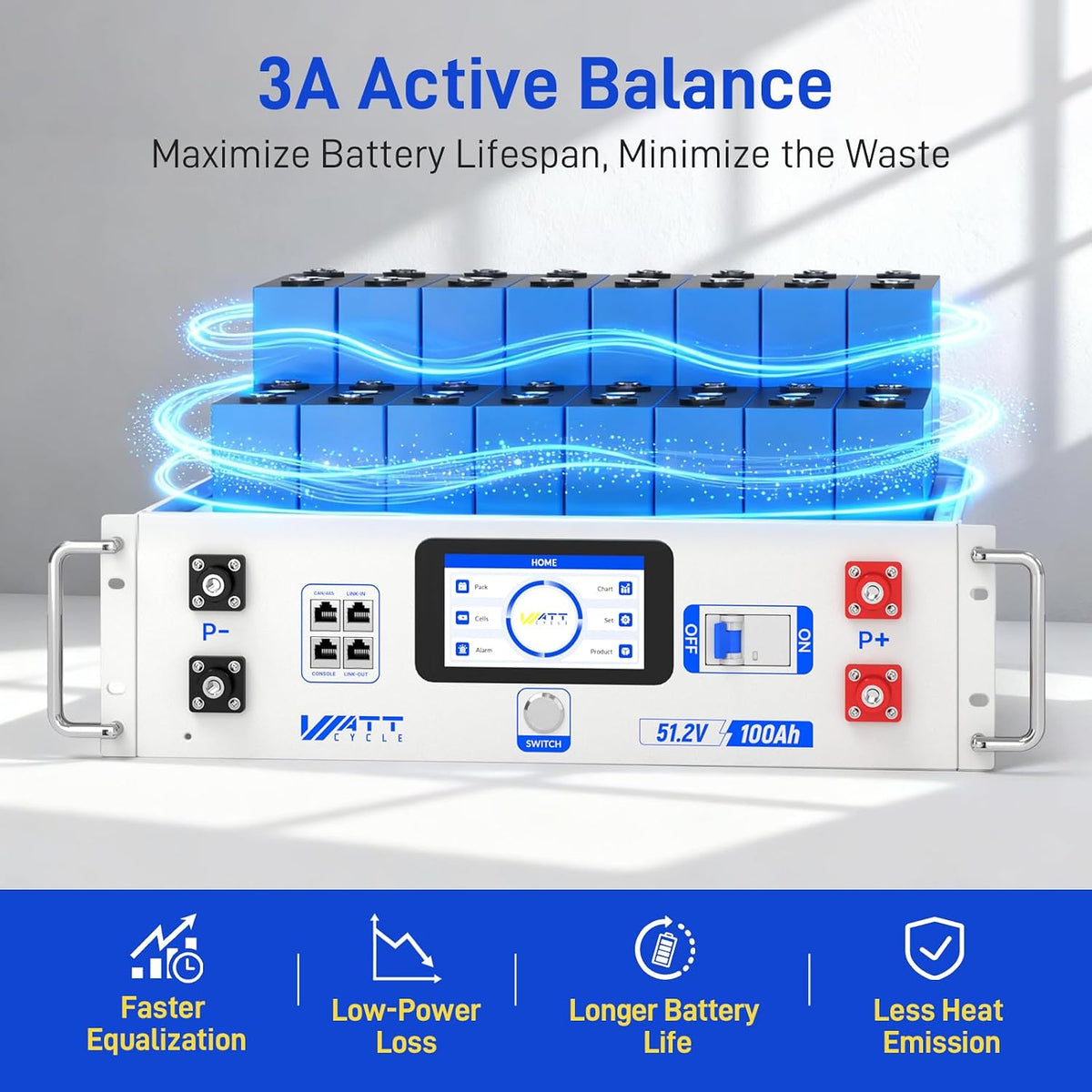 51.2V 100Ah Lifepo4 Battery 100A BMS Rack Mount Bluetooth