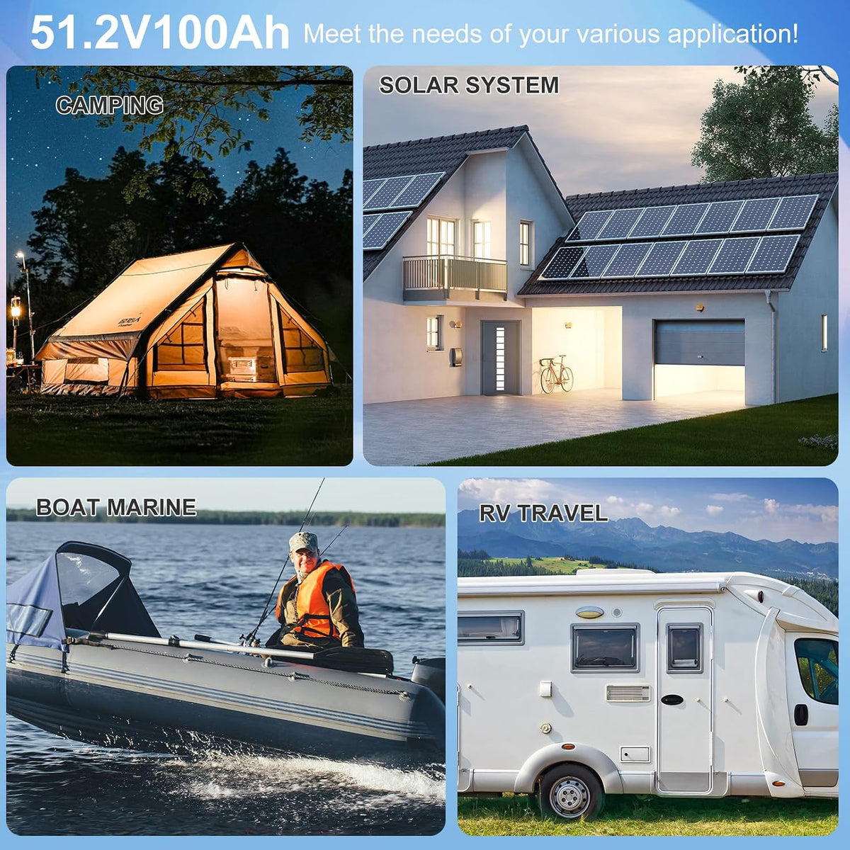 48V 100Ah Lifepo4 Battery, 5.12Kwh 3U Server Rack Mount Lithium Battery, Built‑In 100A Smart BMS, RS485 CAN RS232, up to 15000 Cycles, for Solar Energy Storage Home Backup