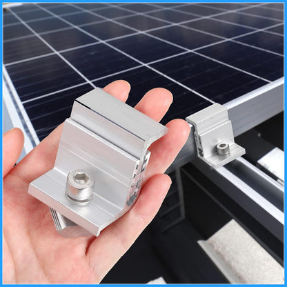 10 Solar Panel End Clamp Mounting Z Bracket Mid Clamps Aluminum Rail End Clamps Clips Adjustable Panels Grounding Gutter Kit for Pv Mounting System Install Hardware Fasteners Accessory