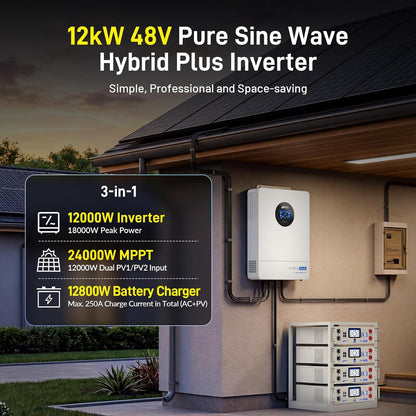 Kit 3 baterías 48V 100Ah + inversor solar 12kW