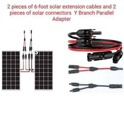 2PCS 6 FT 10AWG Solar Extension Cable with Female and Male Connector，With Extra 2Pcs Solar Y Branch Connectors Adaptor Kit for Home, Ship and RV Solar Panels，Waterproof Solar Extensioncable Kit