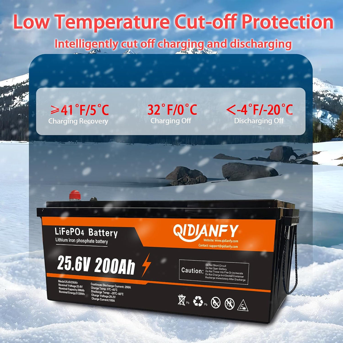 24V 200Ah Lifepo4 Battery 5.12Kwh, 200A BMS, 15000+ Cycles