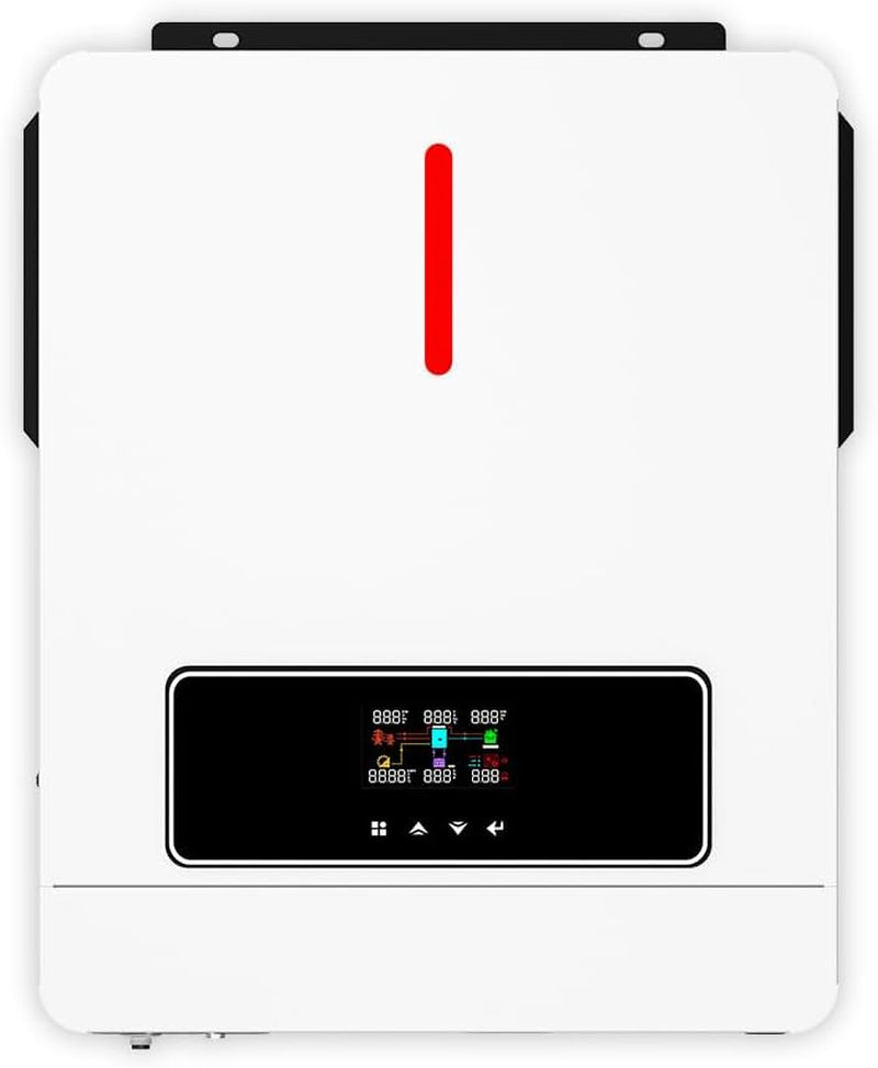 3600W Hybrid Solar Inverter 24V DC to 110/120V AC Pure Sine Wave, 120A MPPT Charge Controller, Dual AC Output, Max 4200W PV Input, Battery-Free Operation for Home Backup RV Off-Grid Solar System