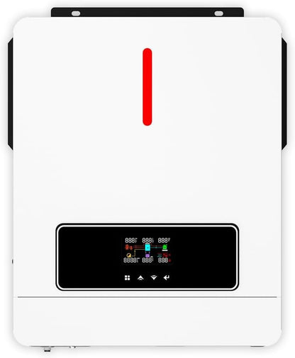 3600W Hybrid Solar Inverter 24V DC to 110/120V AC Pure Sine Wave, 120A MPPT Charge Controller, Dual AC Output, Max 4200W PV Input, Battery-Free Operation for Home Backup RV Off-Grid Solar System