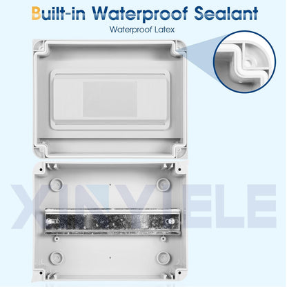 Waterproof Distribution Protection Box, ABS Plastic Breaker Electrical Box and Transparent Cover IP65, for Indoor Outdoor Wall Circuit Breaker (HT-8WAY)