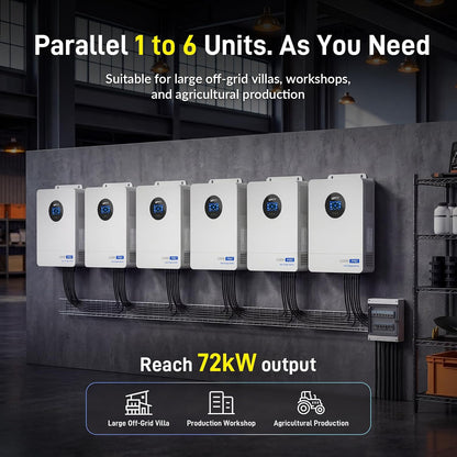48V 12Kw Hybrid Inverter, 120/240V Split Phase Solar Charger