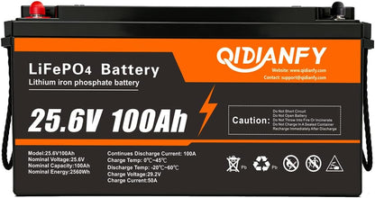 24V 100Ah Lifepo4 Lithium Battery, 100A BMS, 2560Wh Energy