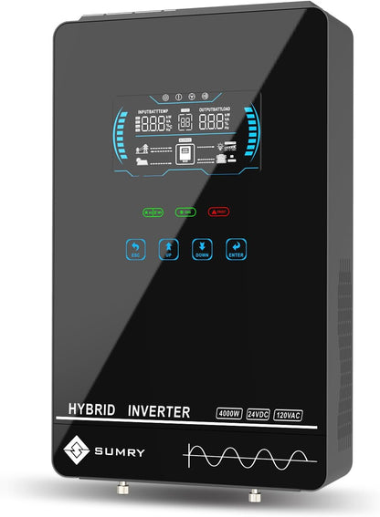 SUMRY Hybrid Solar Inverter, 4000W DC24V to AC120V Pure Sine Wave Power
