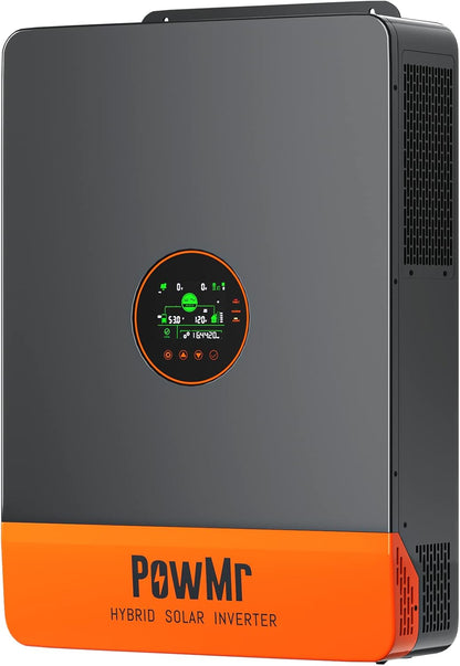 Powmr 10000W Solar Inverter 48V to 120/240V Split-Phase Output, Split-Phase Hybrid Inverter 10000W Built-In 200A MPPT Controller, Support 6-Unit Parallel and Can Batteryless Run