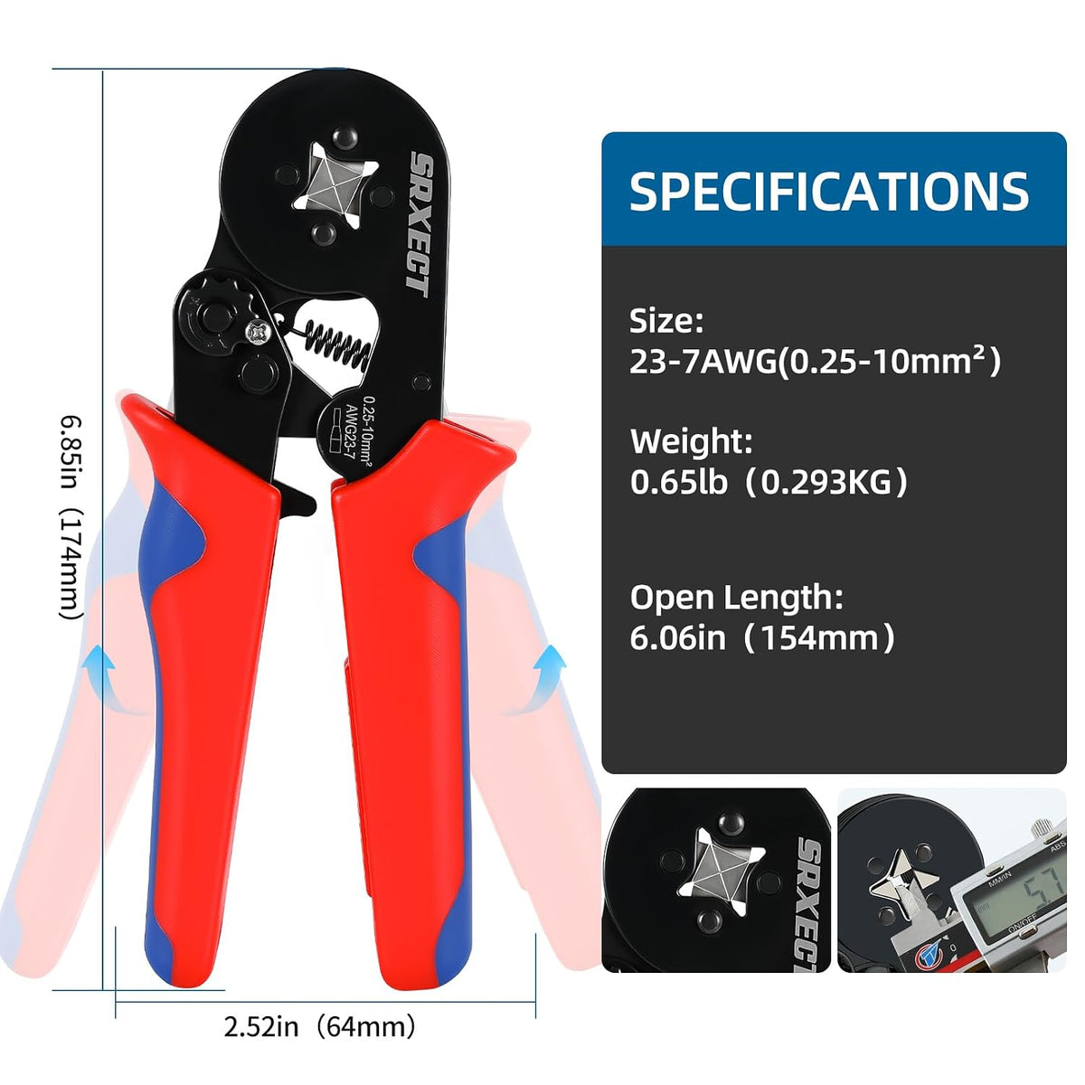 Ferrule Crimping Tool Kit,Ferrule Crimper AWG(22-8), 8 Sizes Wire Ferrule Kit AWG(22 20 18 16 14 12 10 8) Gauge Insulated Ferrule Connectors